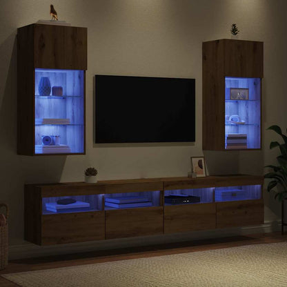 Nástěnné Tv Skříně 2 Pcs Artisanový Dub Kompozitní Dřevo