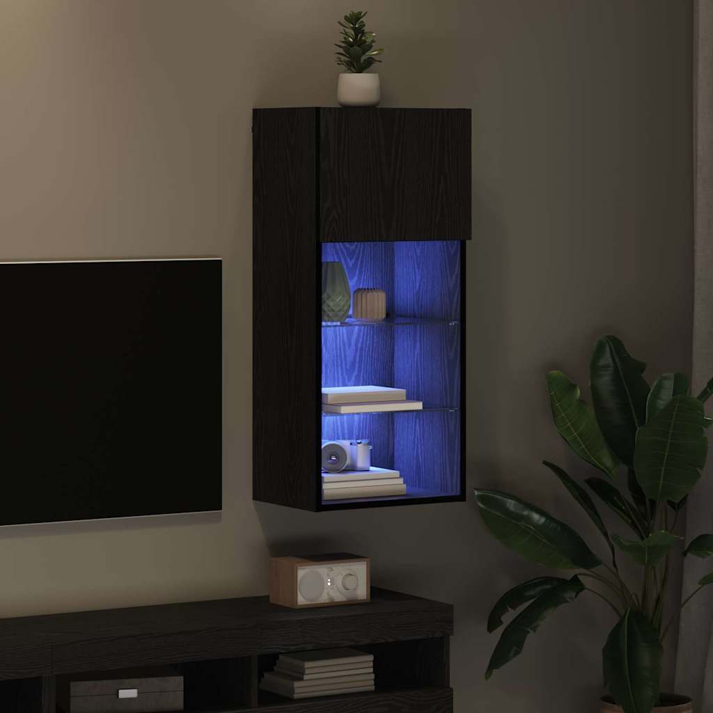 Nástěnná Tv Skříň 40,5 X 30 X 90 Cm Černý Dub Kompozitní Dřevo
