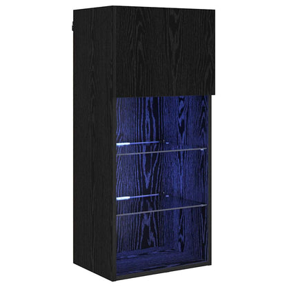 Nástěnná Tv Skříň 40,5 X 30 X 90 Cm Černý Dub Kompozitní Dřevo