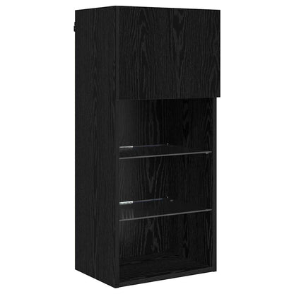 Nástěnná Tv Skříň 40,5 X 30 X 90 Cm Černý Dub Kompozitní Dřevo