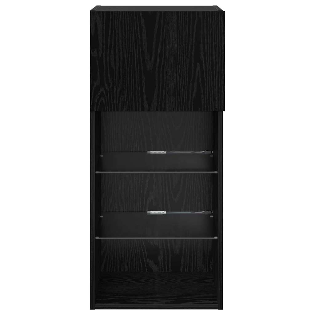Nástěnná Tv Skříň 40,5 X 30 X 90 Cm Černý Dub Kompozitní Dřevo