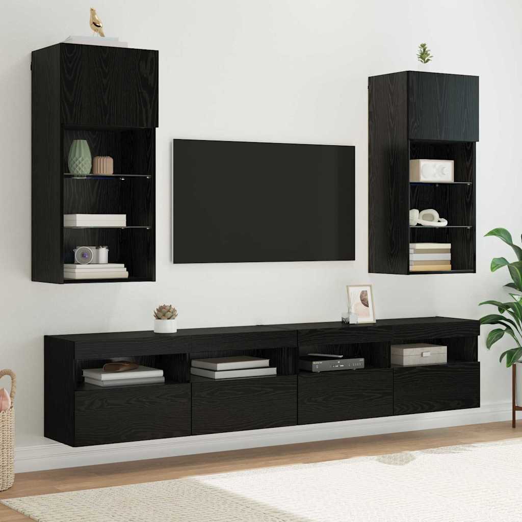 Nástěnné Tv Skříně 2 Pcs Černý Dub Kompozitní Dřevo