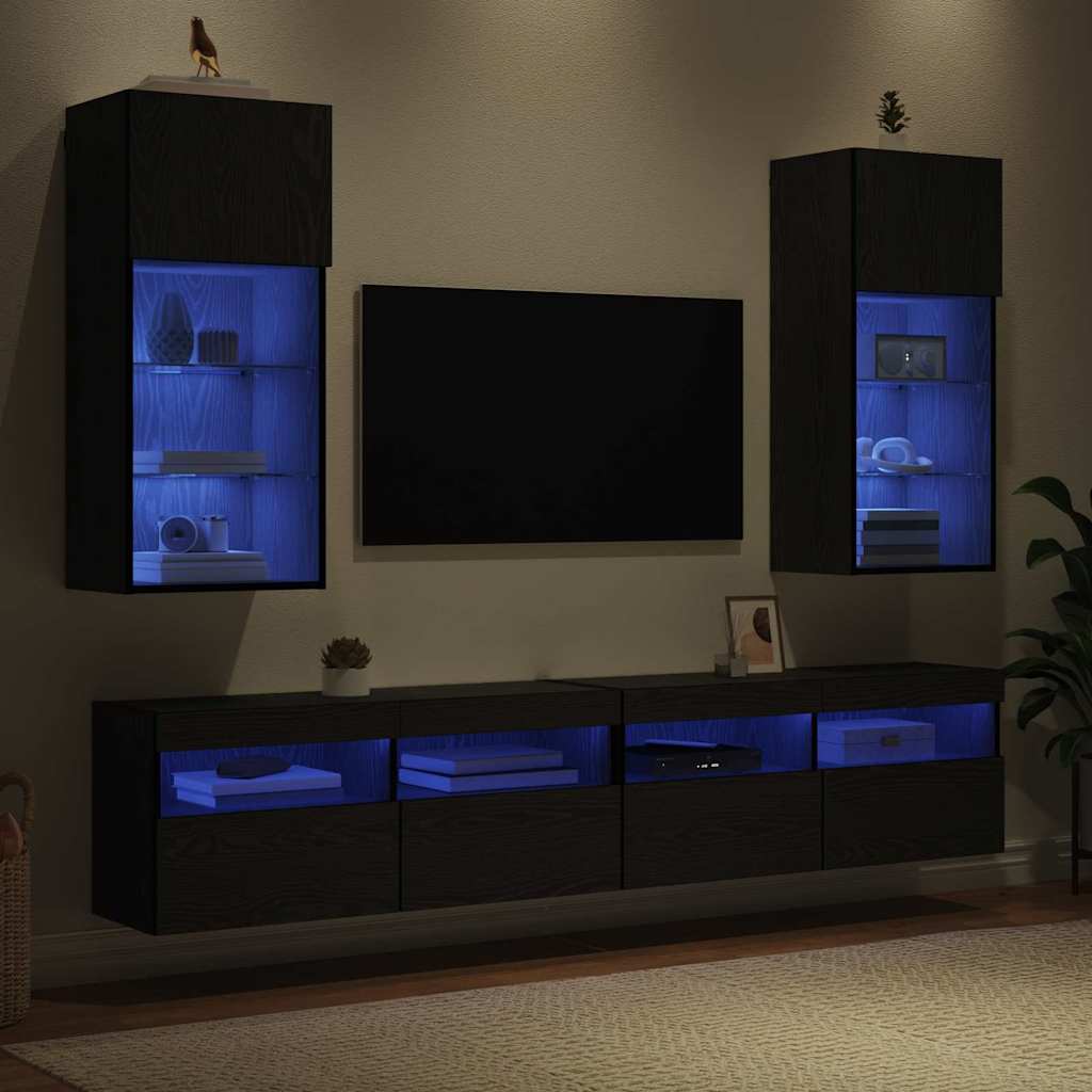 Nástěnné Tv Skříně 2 Pcs Černý Dub Kompozitní Dřevo