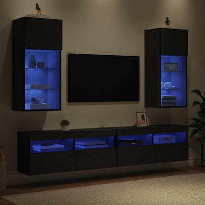 Nástěnné Tv Skříně 2 Pcs Černý Dub Kompozitní Dřevo