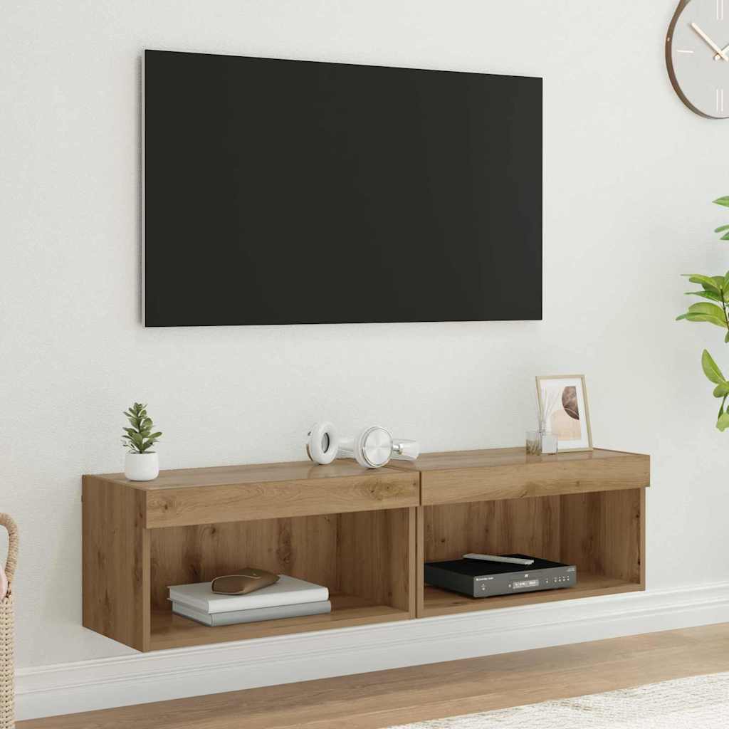 Sestava Tv Skříněk 2 Pcs Artisanový Dub Kompozitní Dřevo