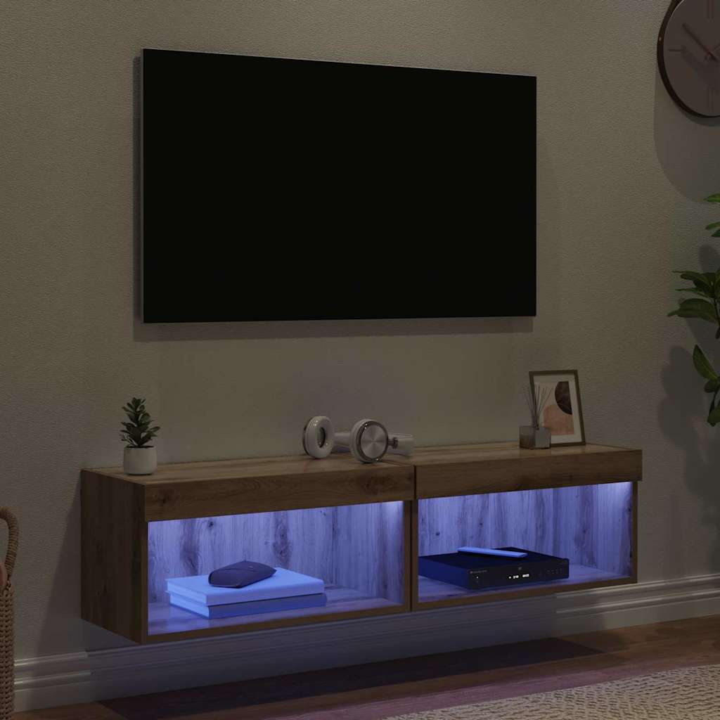 Sestava Tv Skříněk 2 Pcs Artisanový Dub Kompozitní Dřevo
