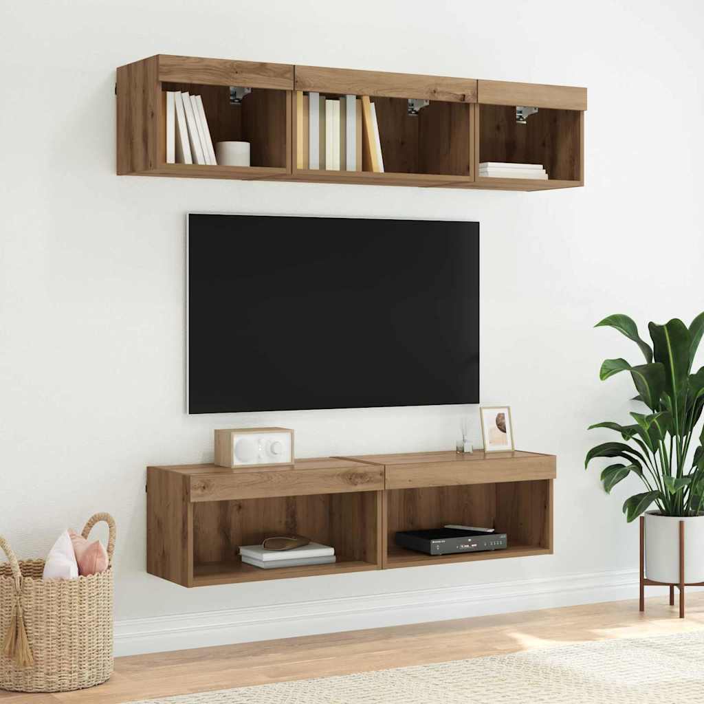 Sestava Tv Skříněk 2 Pcs Artisanový Dub Kompozitní Dřevo