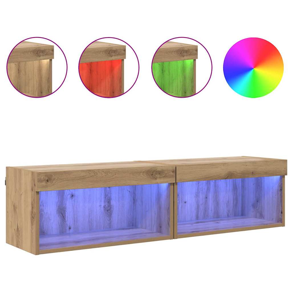 Sestava Tv Skříněk 2 Pcs Artisanový Dub Kompozitní Dřevo