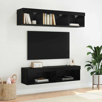 Sestava Tv Skříněk 60 X 30 X 30 Cm Černý Dub Kompozitní Dřevo