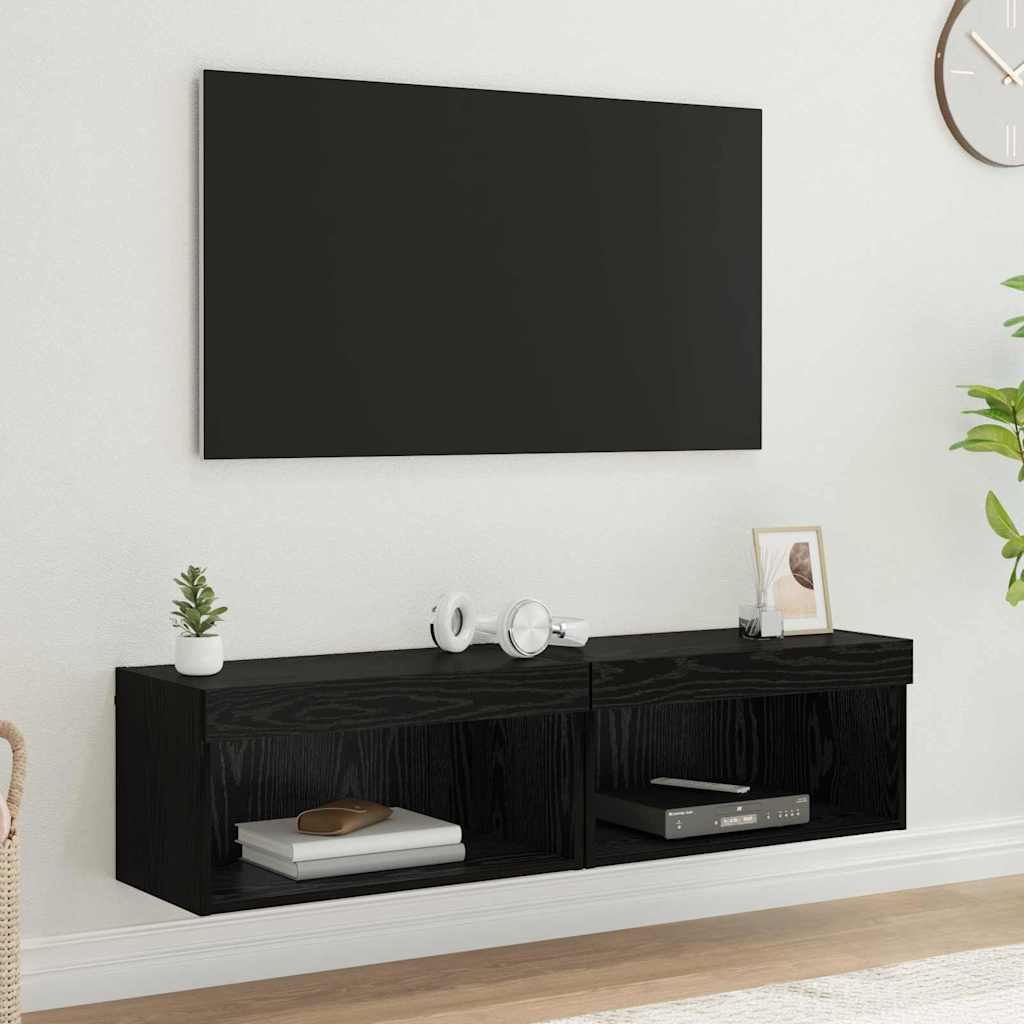 Sestava Tv Skříněk 2 Pcs Černý Dub Kompozitní Dřevo