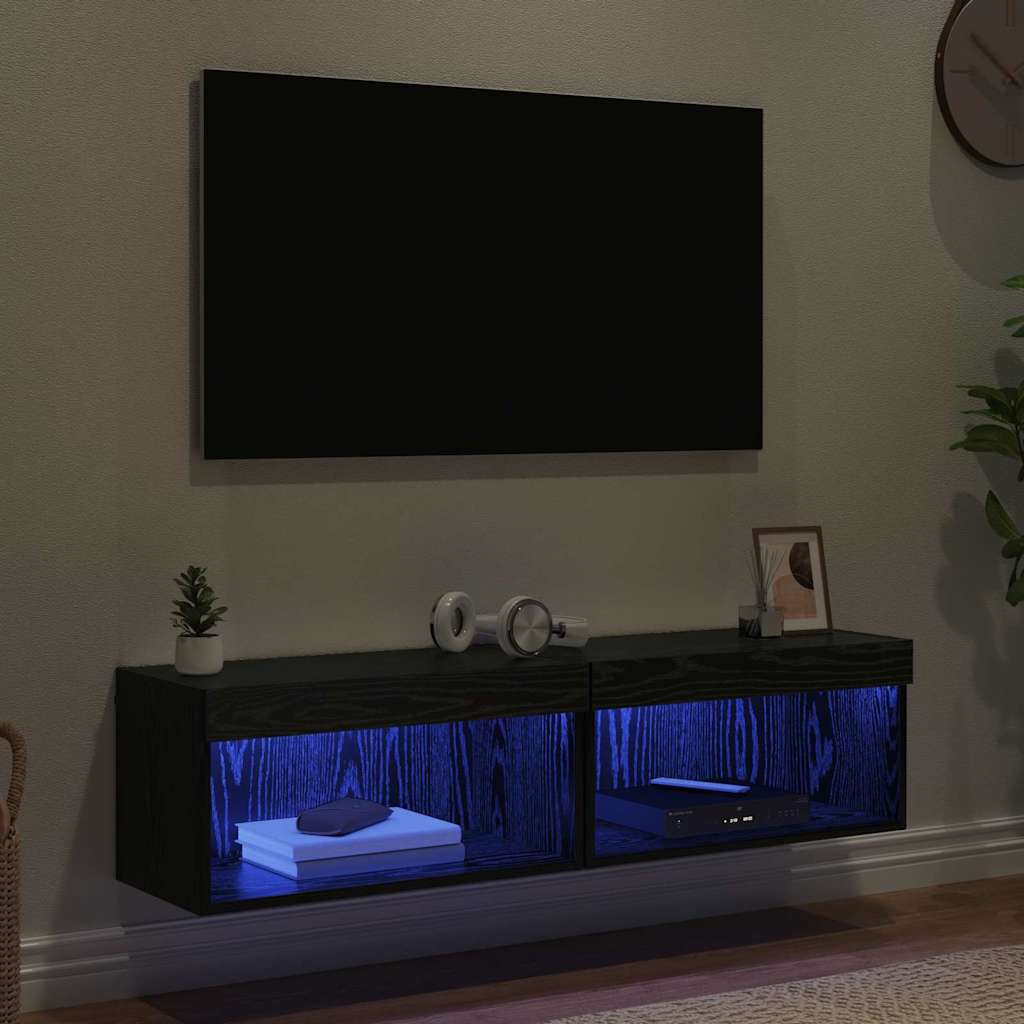 Sestava Tv Skříněk 2 Pcs Černý Dub Kompozitní Dřevo