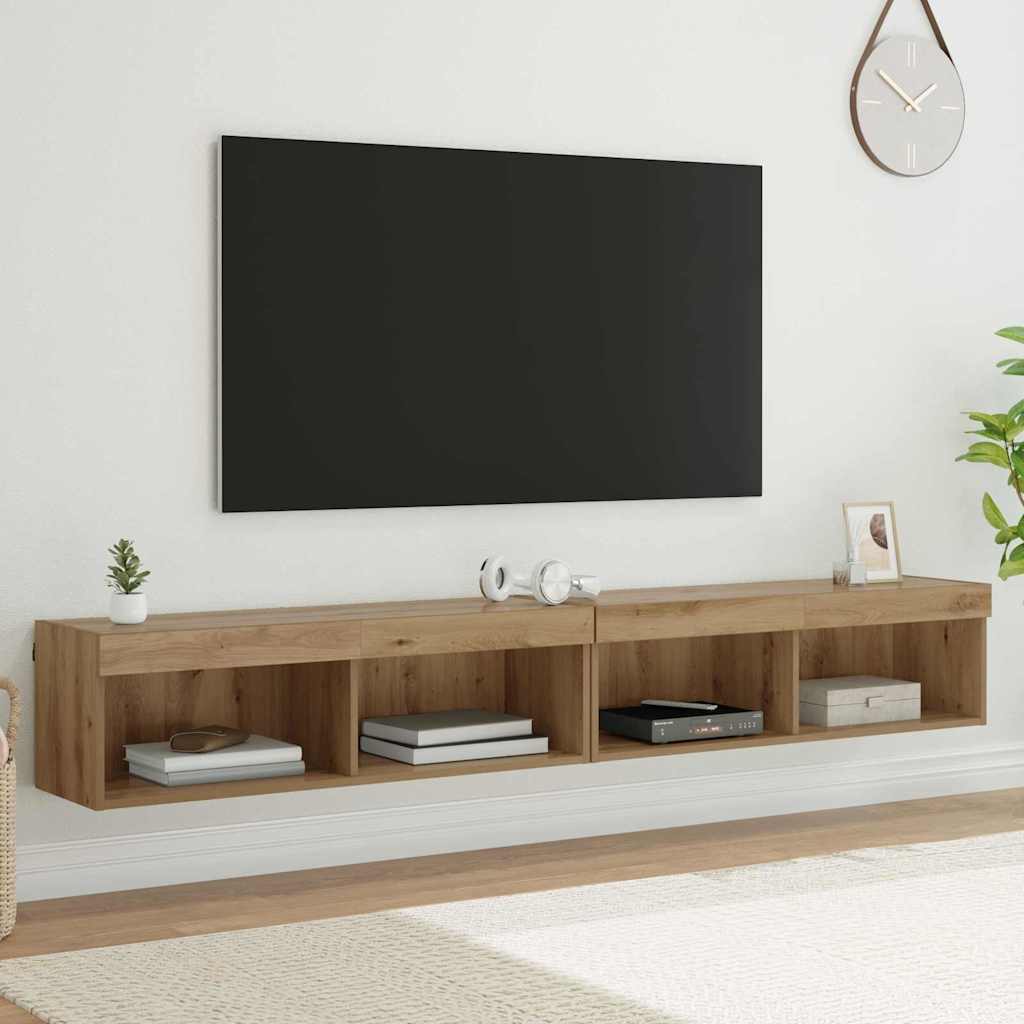 Sestava Tv Skříněk 2 Pcs Artisanový Dub Kompozitní Dřevo