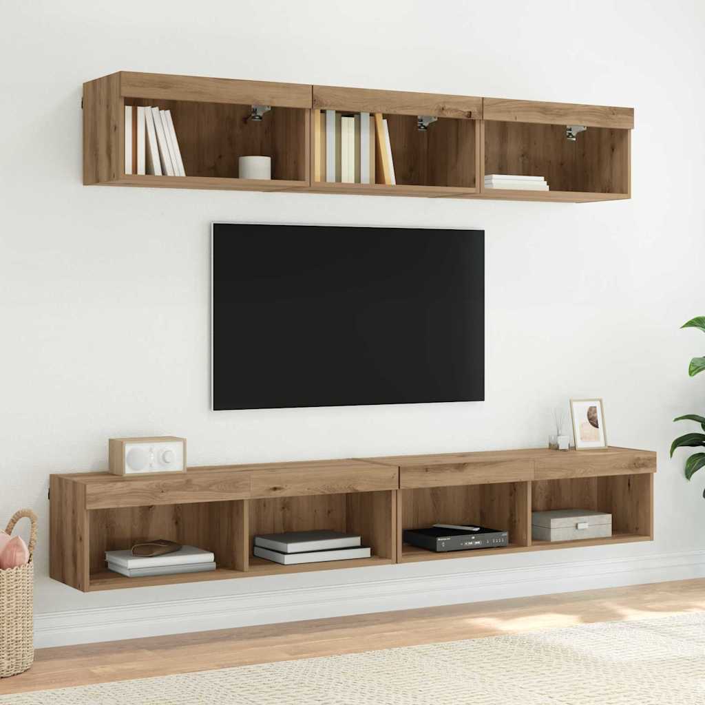 Sestava Tv Skříněk 2 Pcs Artisanový Dub Kompozitní Dřevo