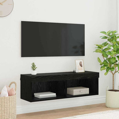 Tv Wall Cabinet 100 X 30 X 30 Cm Černý Dub Kompozitní Dřevo