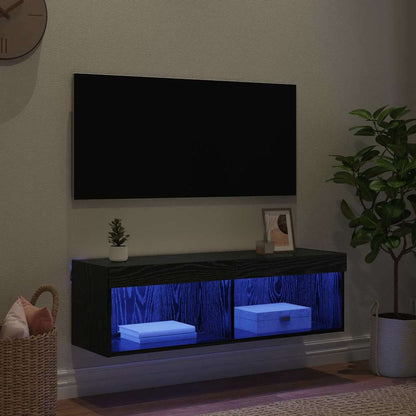 Tv Wall Cabinet 100 X 30 X 30 Cm Černý Dub Kompozitní Dřevo