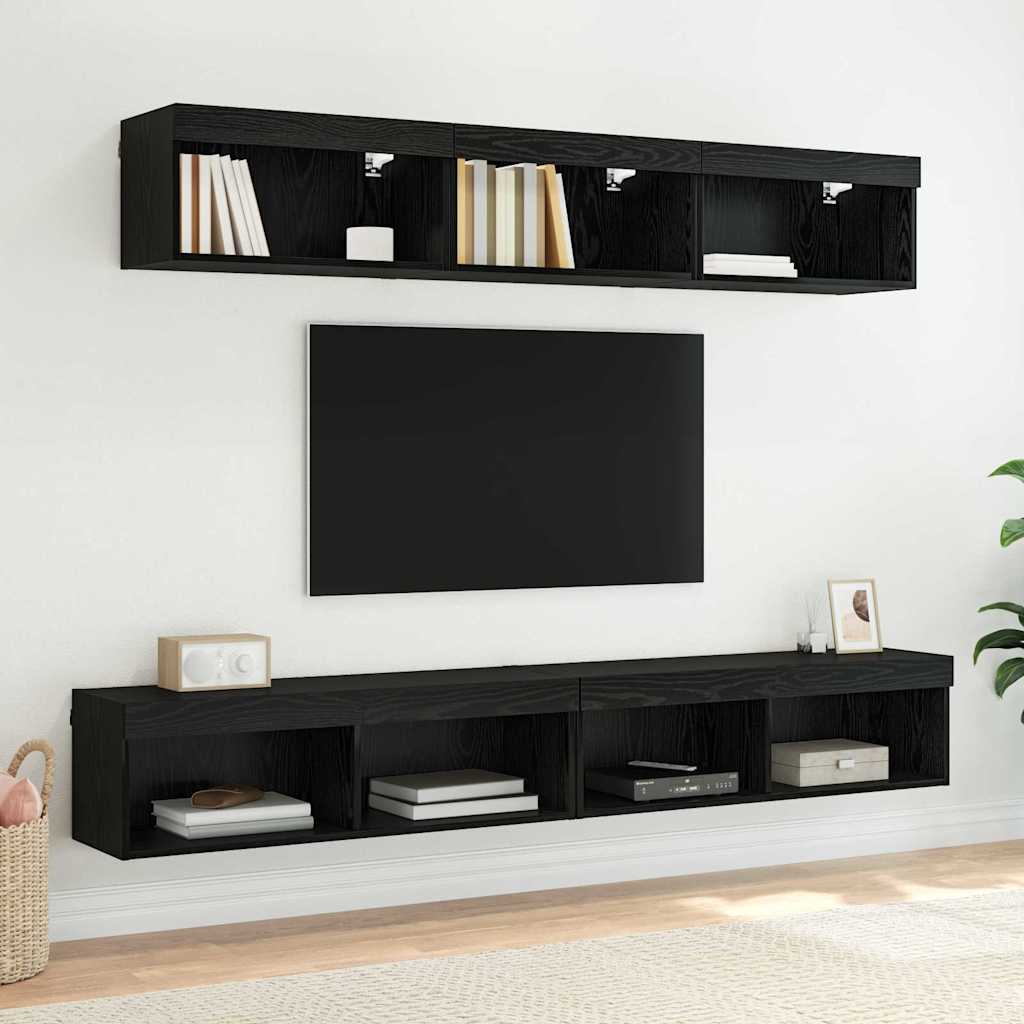 Tv Wall Cabinet 100 X 30 X 30 Cm Černý Dub Kompozitní Dřevo