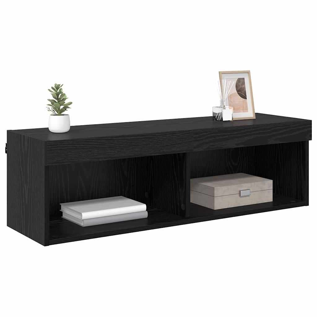 Tv Wall Cabinet 100 X 30 X 30 Cm Černý Dub Kompozitní Dřevo