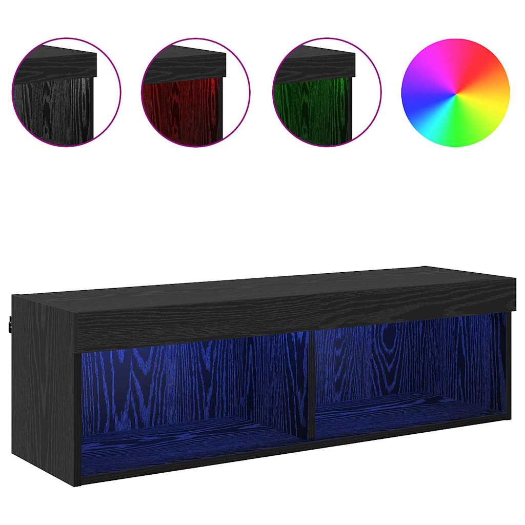 Tv Wall Cabinet 100 X 30 X 30 Cm Černý Dub Kompozitní Dřevo