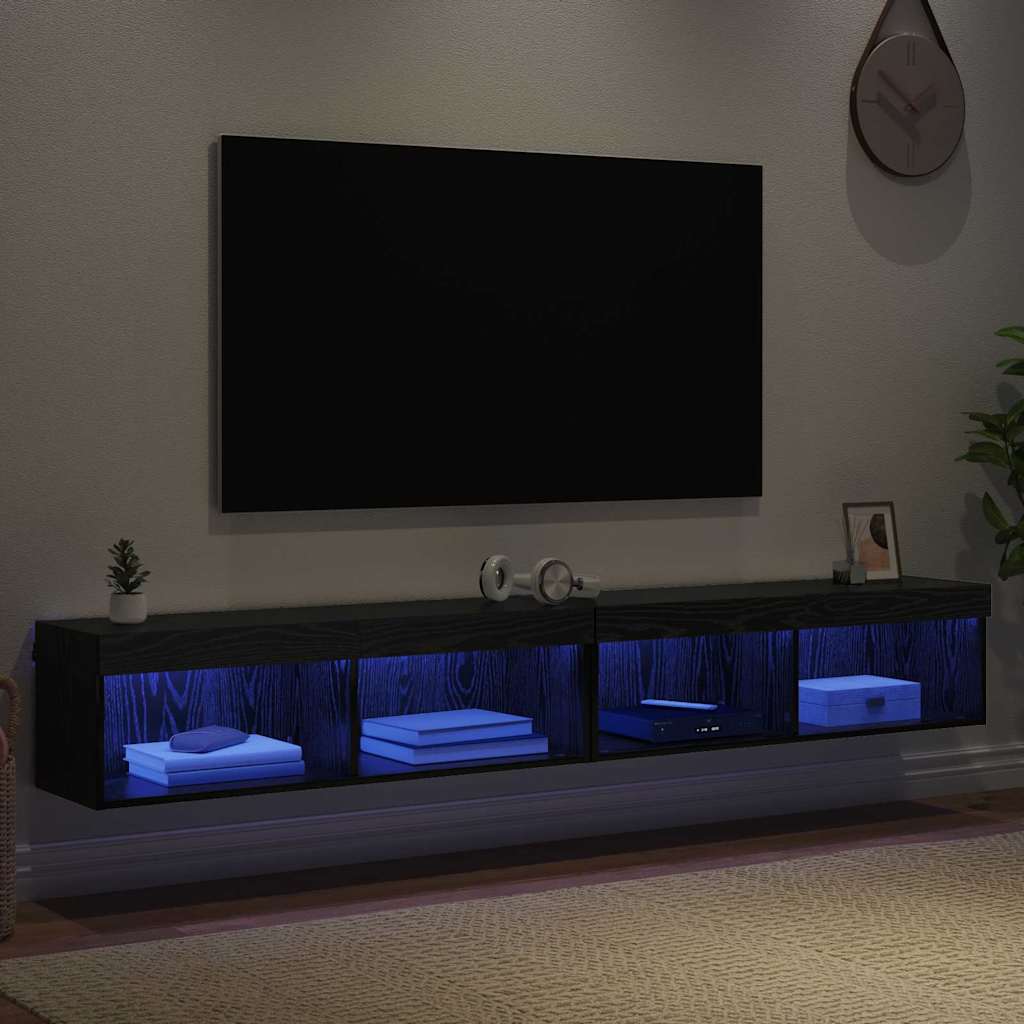 Sestava Tv Skříněk 2 Pcs Černý Dub Kompozitní Dřevo