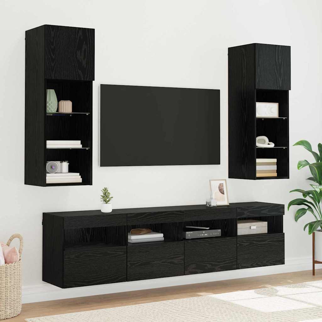 Skříňky Na Tv Zeď 2 Pcs Černý Dub Kompozitní Dřevo