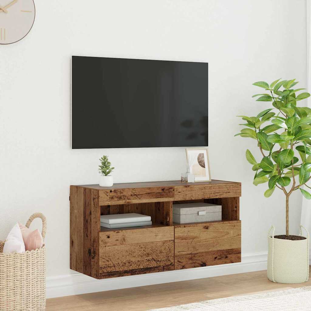 Tv Wall Cabinet 80 X 30 X 40 Cm Staré Dřevo Kompozitní Dřevo