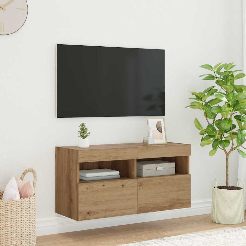 Tv Wall Cabinet 80 X 30 X 40 Cm Artisanový Dub Kompozitní Dřevo