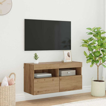 Tv Wall Cabinet 80 X 30 X 40 Cm Artisanový Dub Kompozitní Dřevo