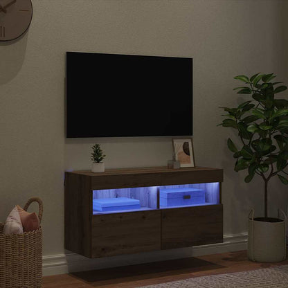 Tv Wall Cabinet 80 X 30 X 40 Cm Artisanový Dub Kompozitní Dřevo