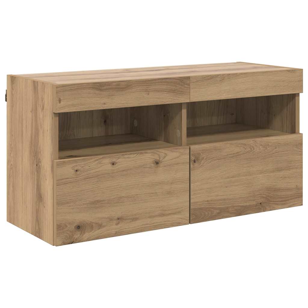 Tv Wall Cabinet 80 X 30 X 40 Cm Artisanový Dub Kompozitní Dřevo