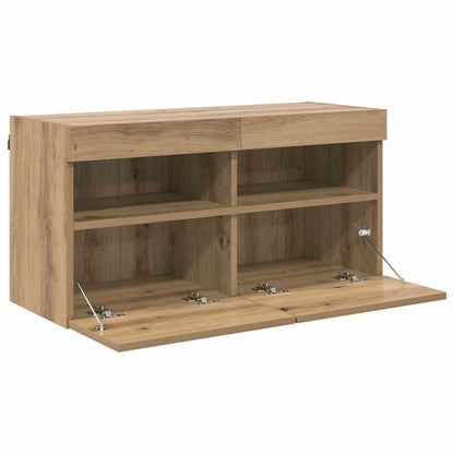 Tv Wall Cabinet 80 X 30 X 40 Cm Artisanový Dub Kompozitní Dřevo