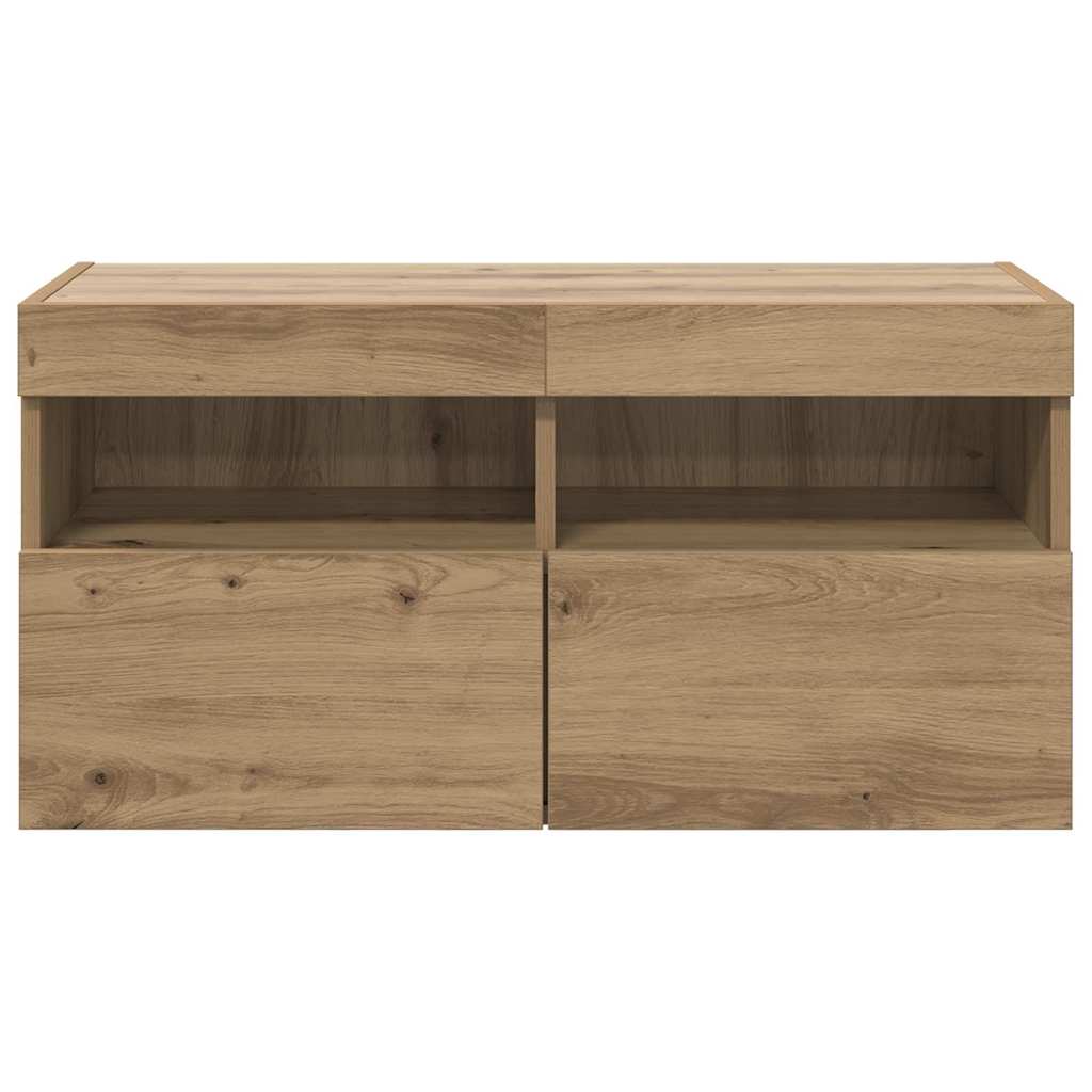 Tv Wall Cabinet 80 X 30 X 40 Cm Artisanový Dub Kompozitní Dřevo