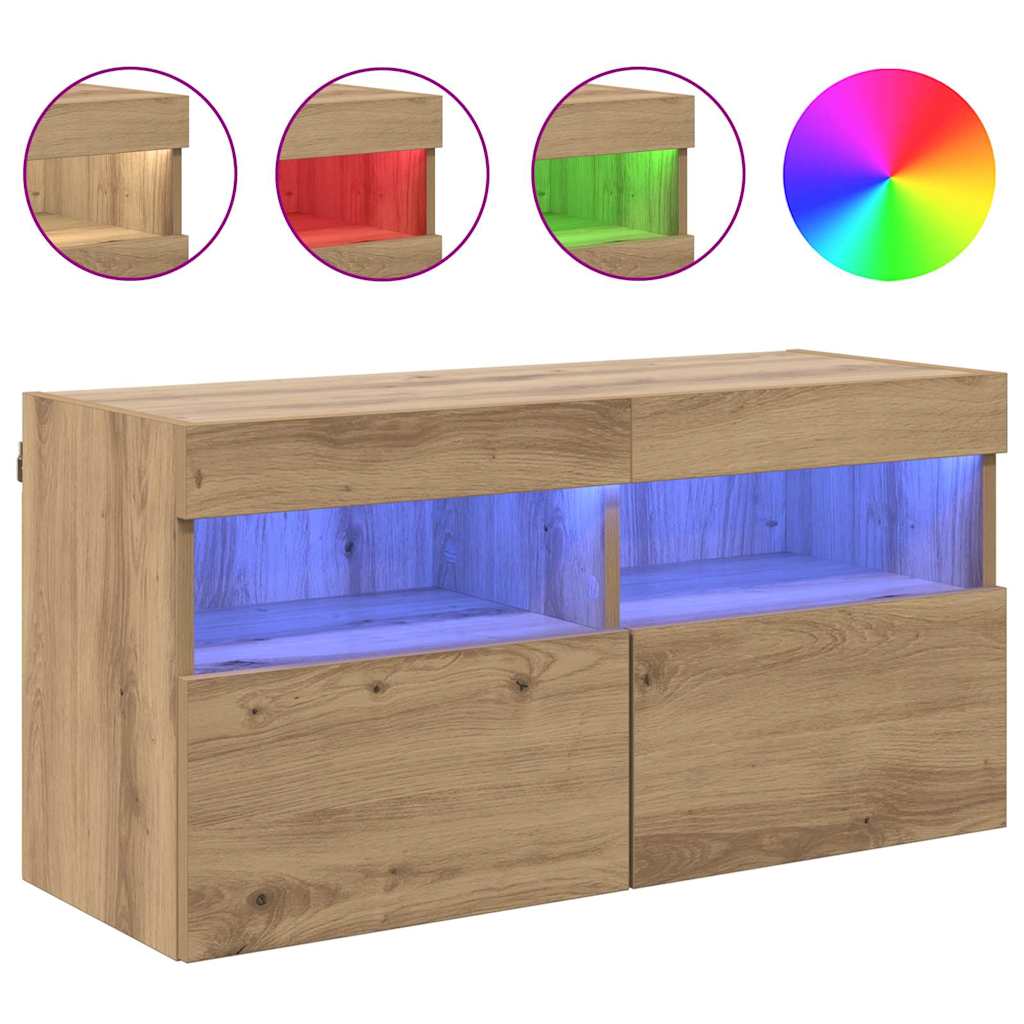 Tv Wall Cabinet 80 X 30 X 40 Cm Artisanový Dub Kompozitní Dřevo
