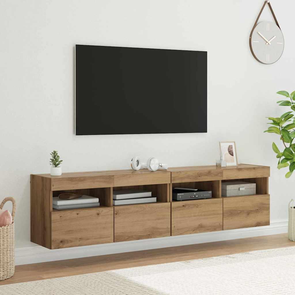 Skříňky Na Tv Zeď 2 Pcs Artisanový Dub Kompozitní Dřevo