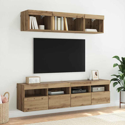 Skříňky Na Tv Zeď 2 Pcs Artisanový Dub Kompozitní Dřevo