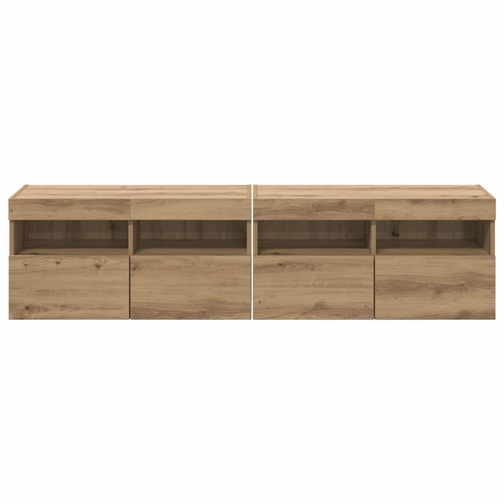 Skříňky Na Tv Zeď 2 Pcs Artisanový Dub Kompozitní Dřevo
