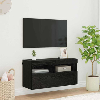 Tv Wall Cabinet 80 X 30 X 40 Cm Černý Dub Kompozitní Dřevo