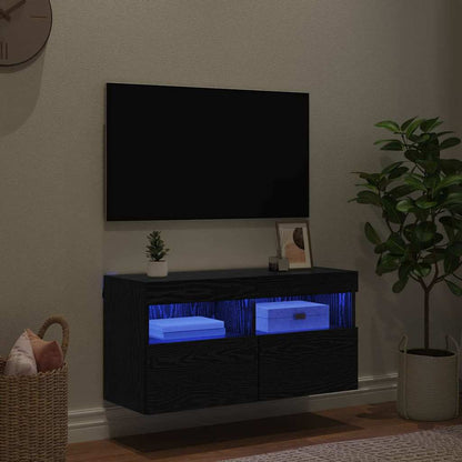Tv Wall Cabinet 80 X 30 X 40 Cm Černý Dub Kompozitní Dřevo