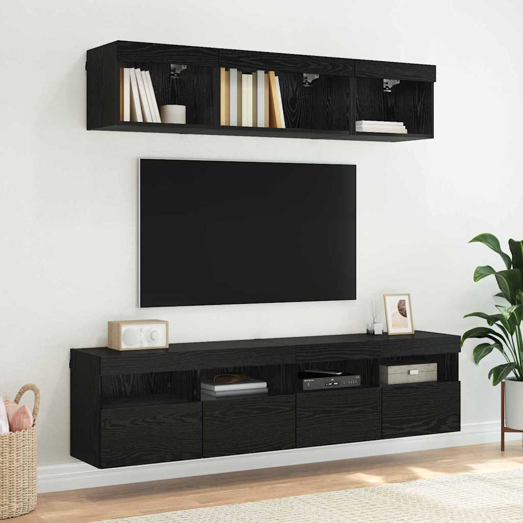 Tv Wall Cabinet 80 X 30 X 40 Cm Černý Dub Kompozitní Dřevo