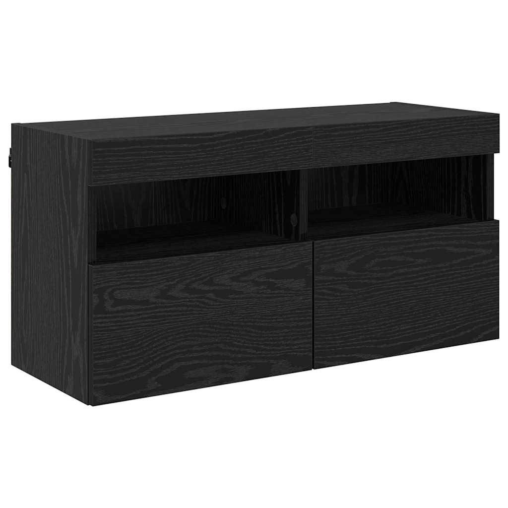 Tv Wall Cabinet 80 X 30 X 40 Cm Černý Dub Kompozitní Dřevo