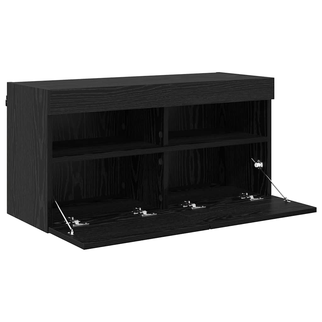 Tv Wall Cabinet 80 X 30 X 40 Cm Černý Dub Kompozitní Dřevo
