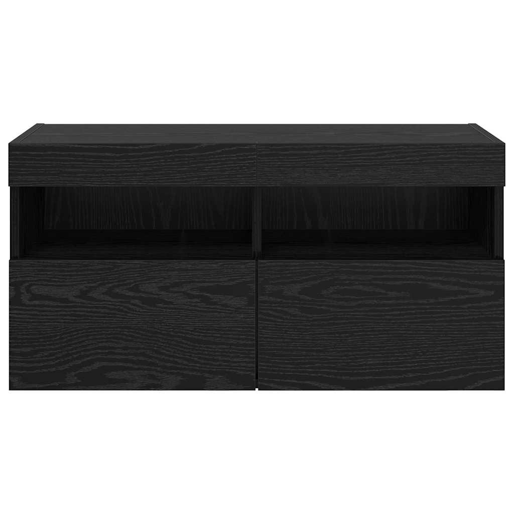 Tv Wall Cabinet 80 X 30 X 40 Cm Černý Dub Kompozitní Dřevo