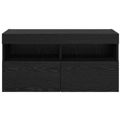 Tv Wall Cabinet 80 X 30 X 40 Cm Černý Dub Kompozitní Dřevo
