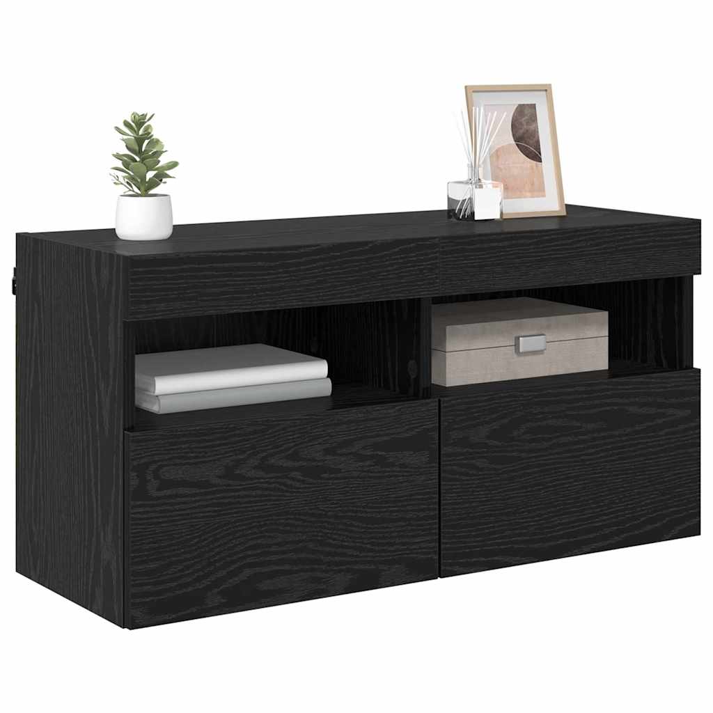 Tv Wall Cabinet 80 X 30 X 40 Cm Černý Dub Kompozitní Dřevo