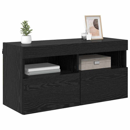 Tv Wall Cabinet 80 X 30 X 40 Cm Černý Dub Kompozitní Dřevo