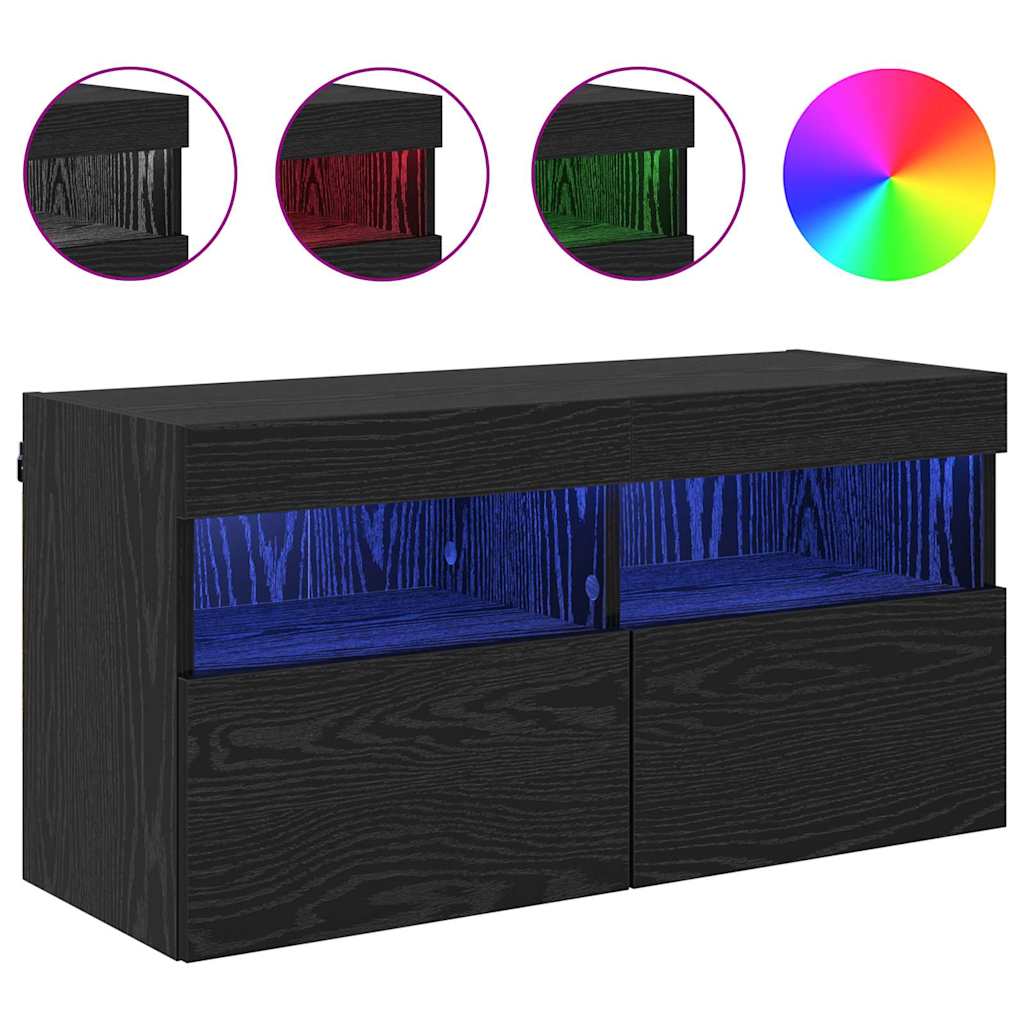 Tv Wall Cabinet 80 X 30 X 40 Cm Černý Dub Kompozitní Dřevo
