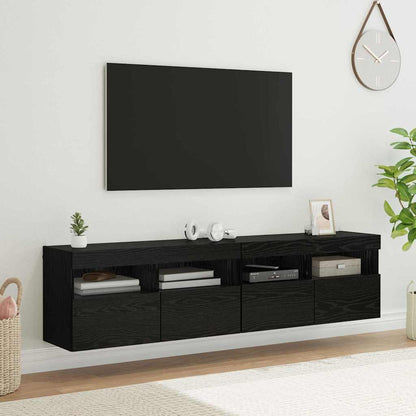 Skříňky Na Tv Zeď 2 Pcs Černý Dub Kompozitní Dřevo