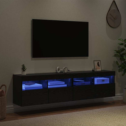 Skříňky Na Tv Zeď 2 Pcs Černý Dub Kompozitní Dřevo