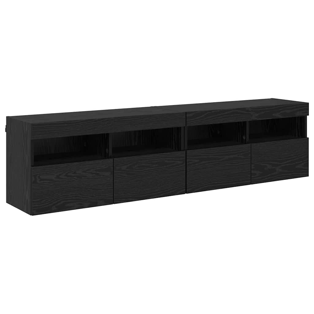 Skříňky Na Tv Zeď 2 Pcs Černý Dub Kompozitní Dřevo