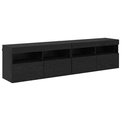 Skříňky Na Tv Zeď 2 Pcs Černý Dub Kompozitní Dřevo