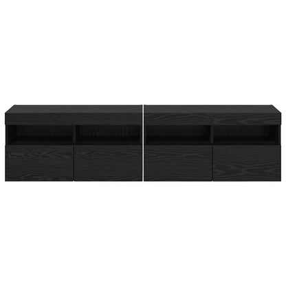 Skříňky Na Tv Zeď 2 Pcs Černý Dub Kompozitní Dřevo